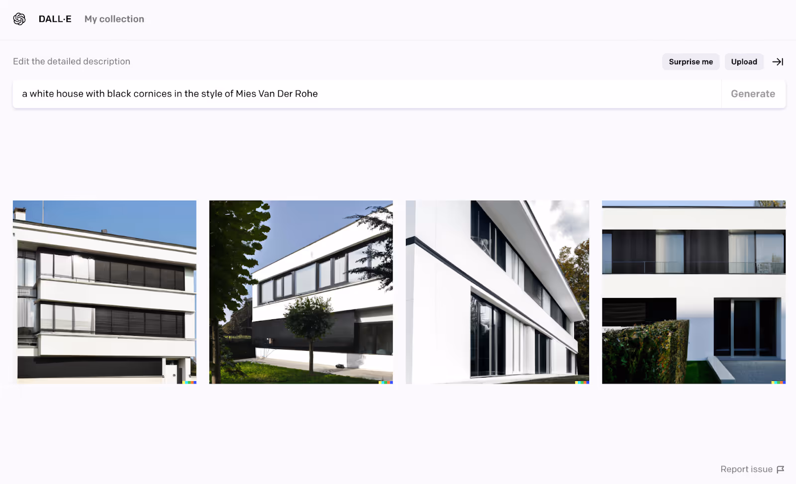 AI generated image of a house by Mies Ven Der Rohe