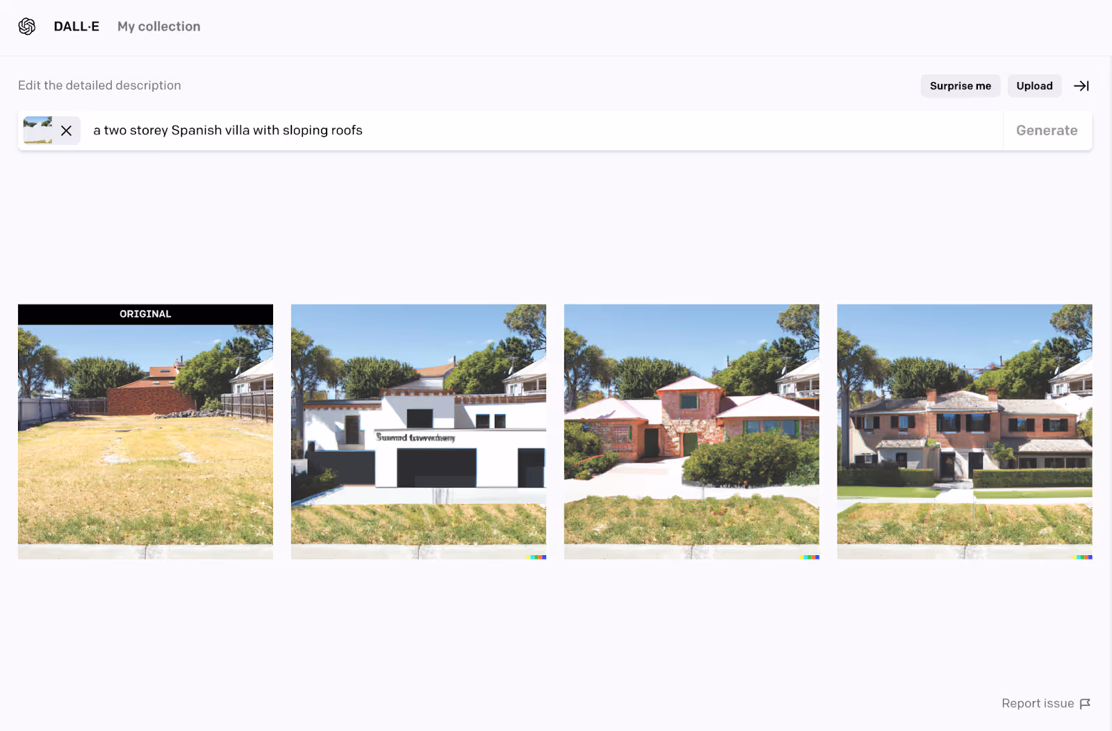 AI generated images of a spanish villa on a site
