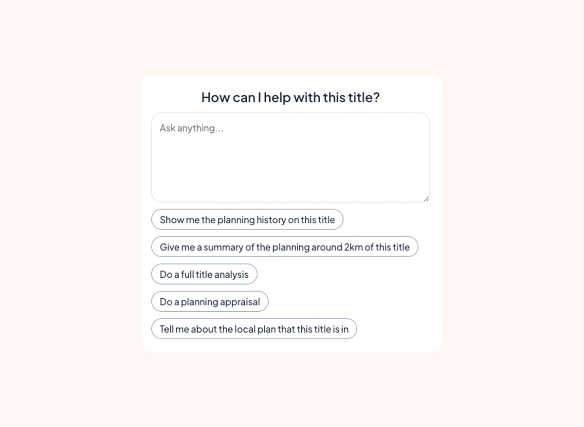 Searchlands title overview Ai assistant