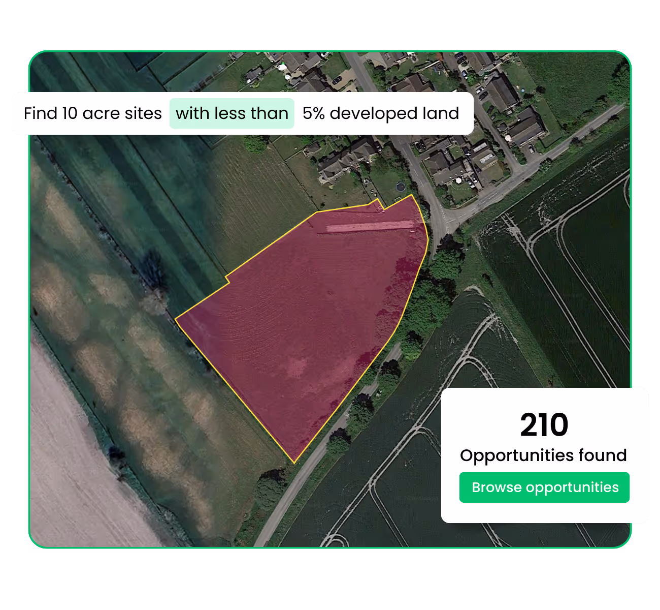 Searchland Interface - Land Parcel - Land Sourcing Criteria