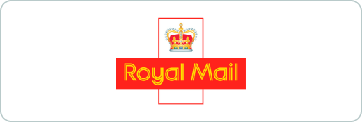 Royal Mail logo featuring a golden crown above the red text 'Royal Mail' in a stylized font.