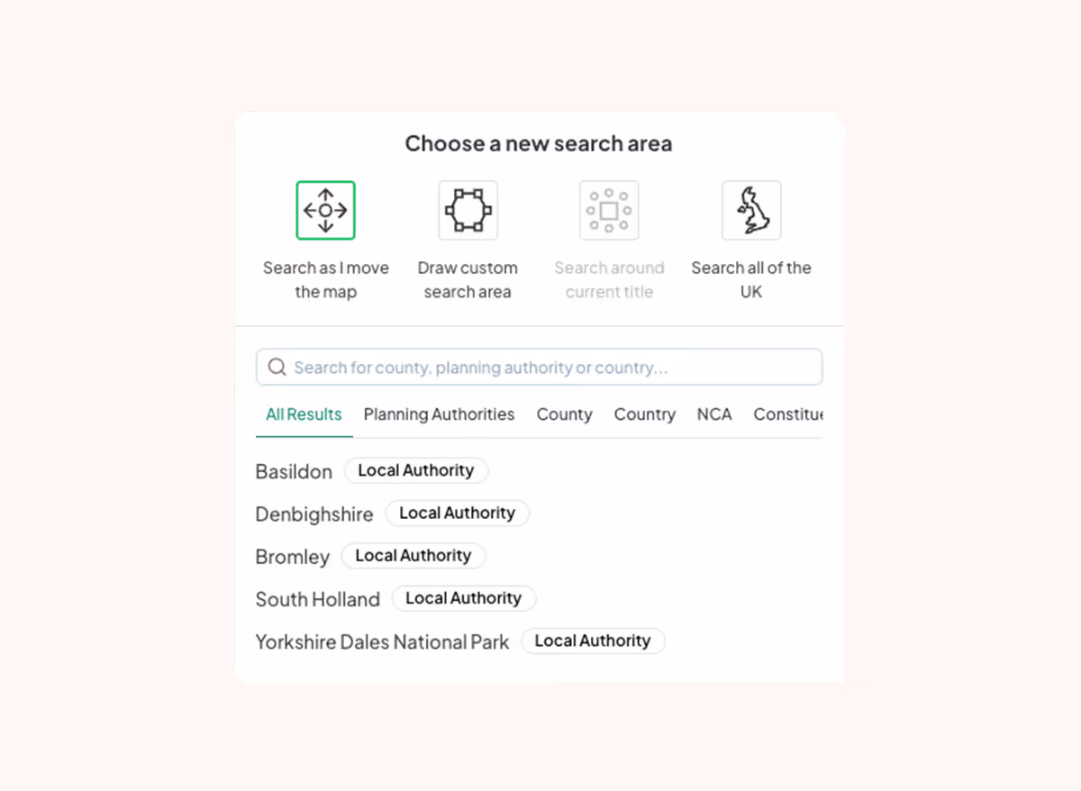 Searchland UI | Location filter