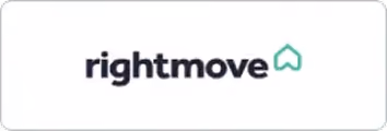 Rightmove logo with black text and teal abstract arrow symbol on white background.