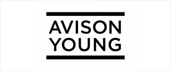 Text logo reading AVISON YOUNG in uppercase letters between two horizontal lines.