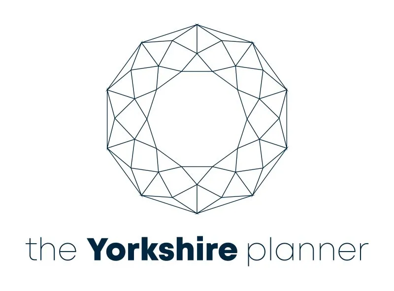 Geometric polygon design above the text 'the Yorkshire planner' in black and bold font for Yorkshire.