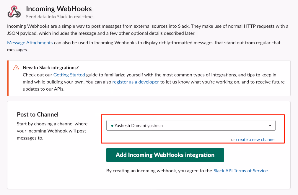 Slack webhooks