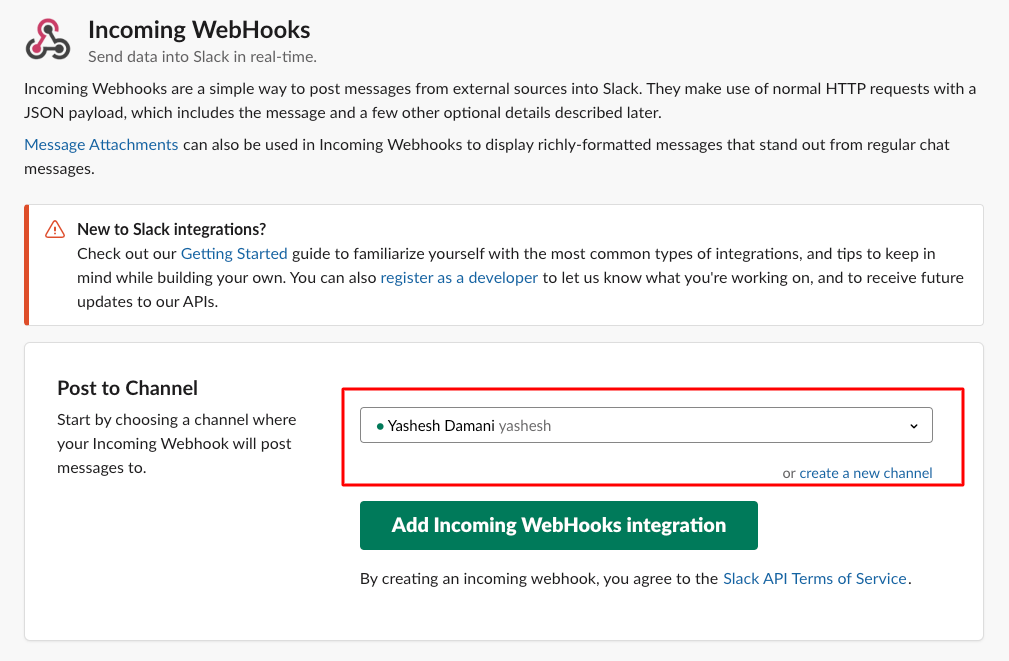 Slack webhooks