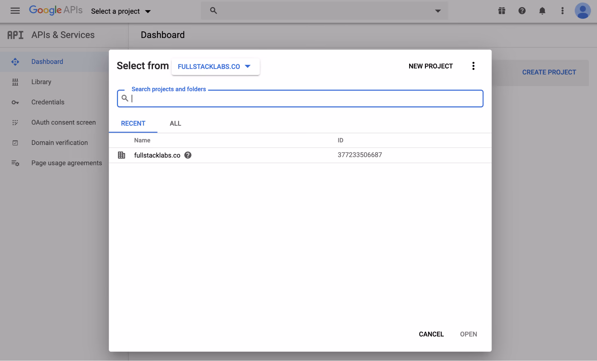 Google developer console