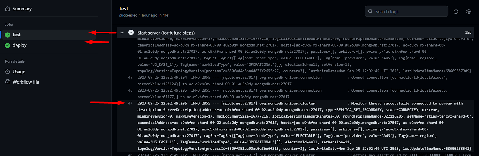 Git repository screenshot