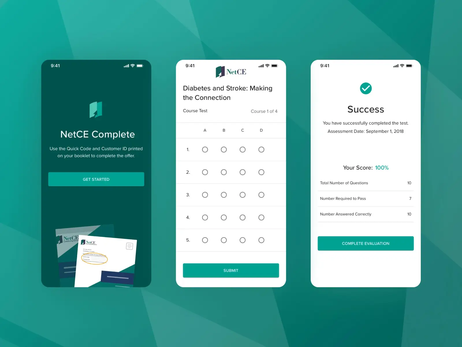 Three mobile app screens with a green Material Design theme, including a sign-in screen and business detail forms