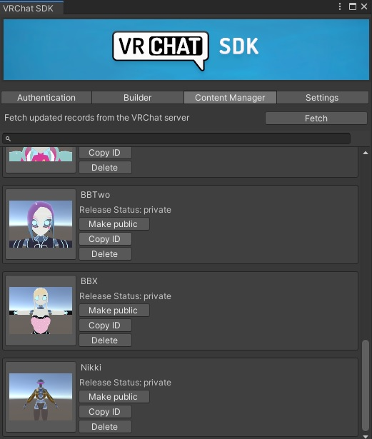 copy ID in the VRChat SDK content manager tab