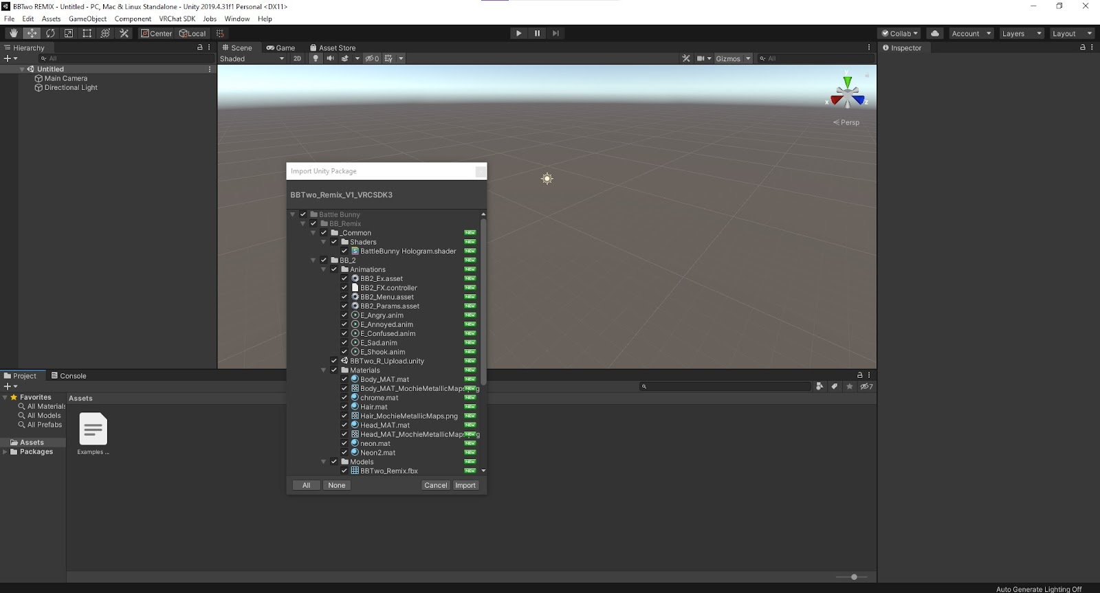 importing unity package file into unity