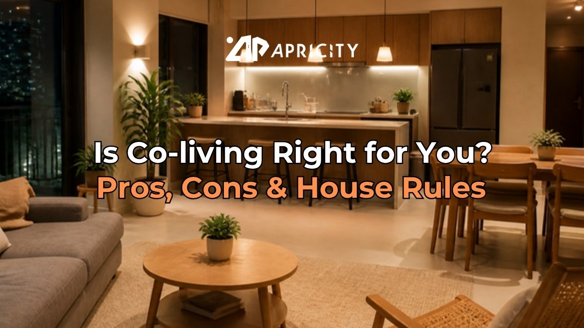 Shared living room and kitchen in a co-living home