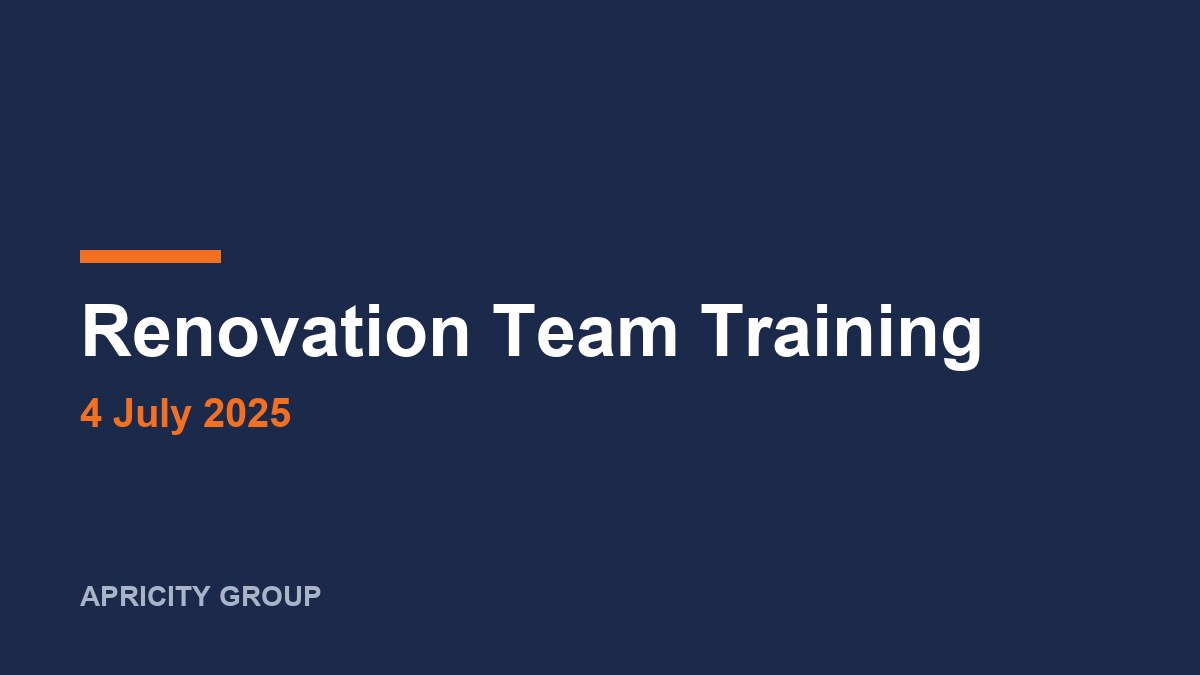 Renovation Team Training, 4 July 2025