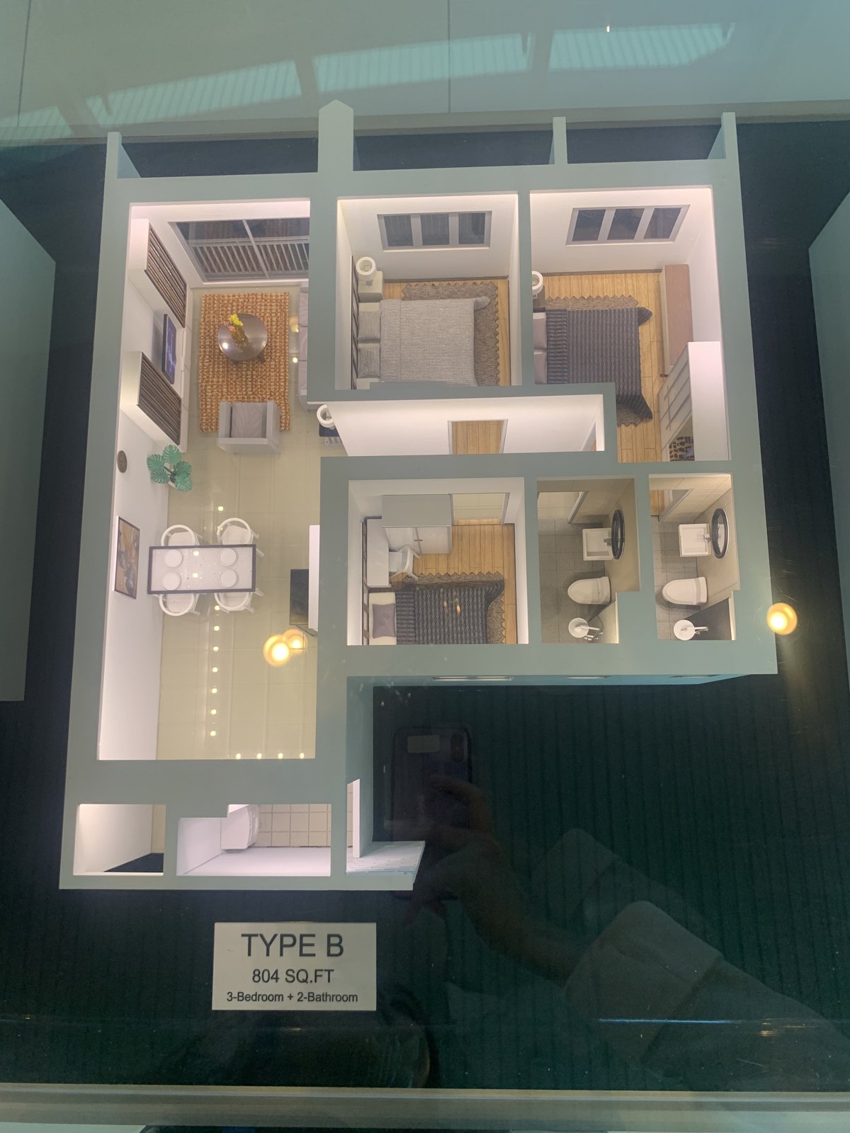 Scale model of a Gaya Residence unit layout