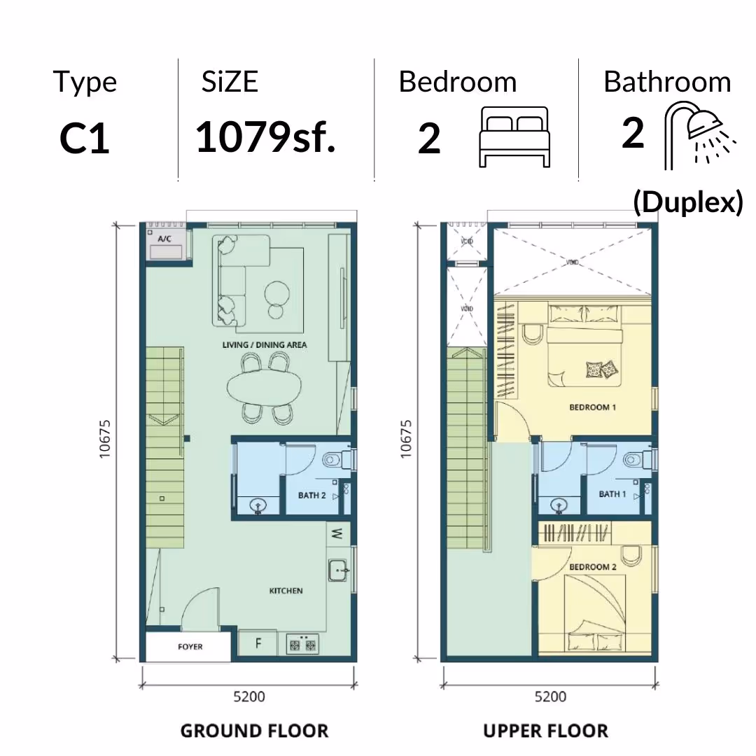 The Address JB Type B 660sf condo floor plan — 2 bedrooms 2 bathrooms near Pelangi Johor Bahru