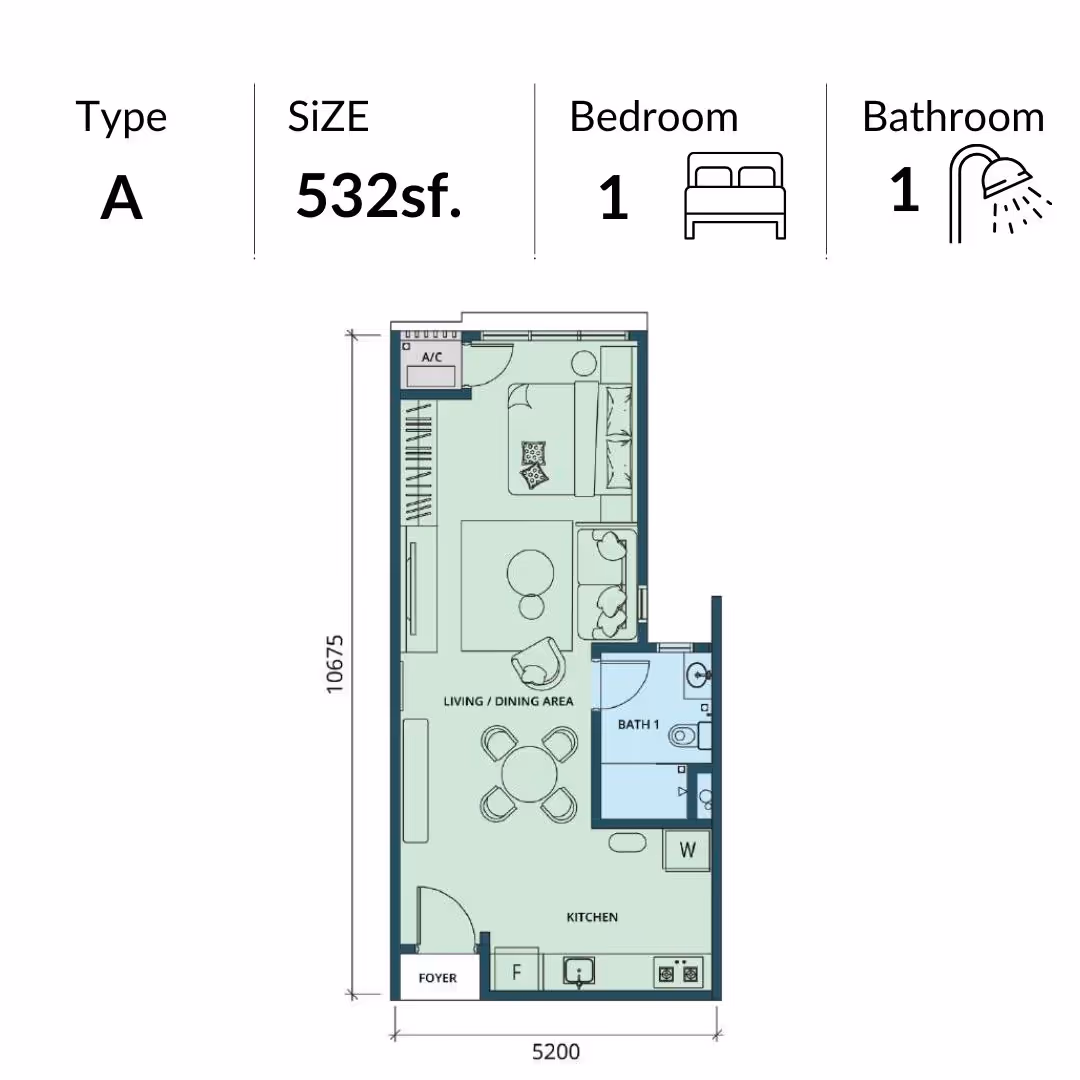 bedroom-1-bathroom-floor-plan.avif The Address JB Type A 450 square feet layout — 1 bedroom 1 bathroom condo in Johor Bahru