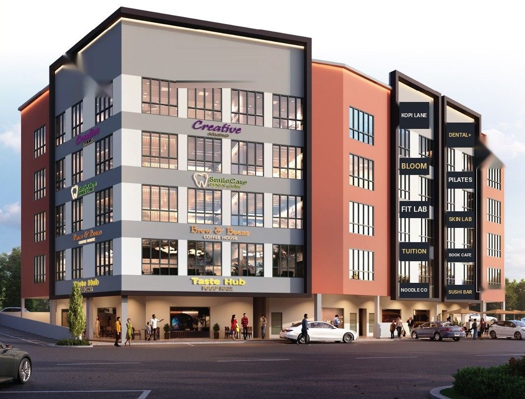 Artist's impression of the strata shop office building