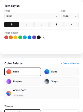 Palette options