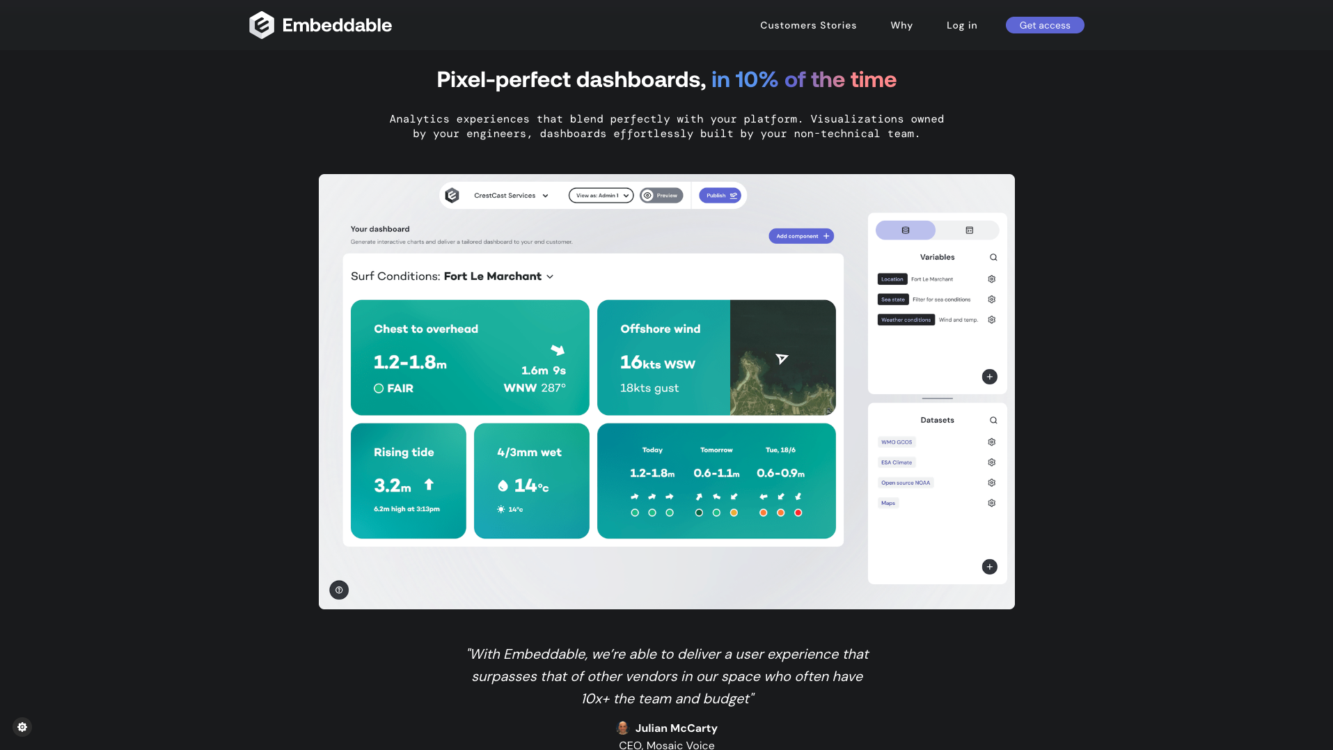 Landing page Embeddable
