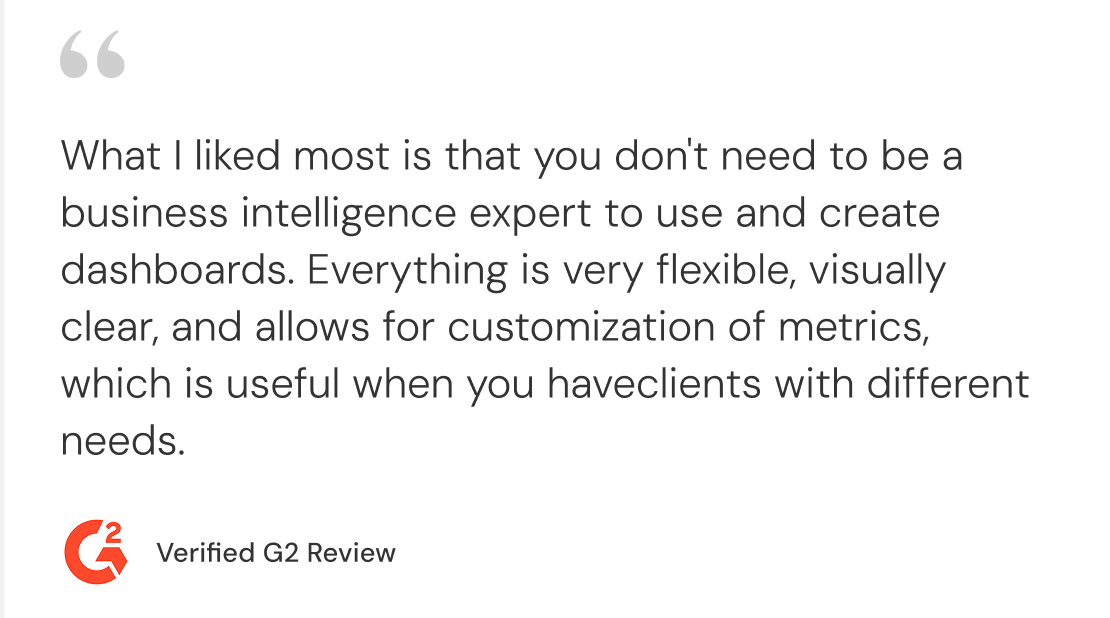 G2 verified review praising GoodData's AI-native features and robust semantic layer