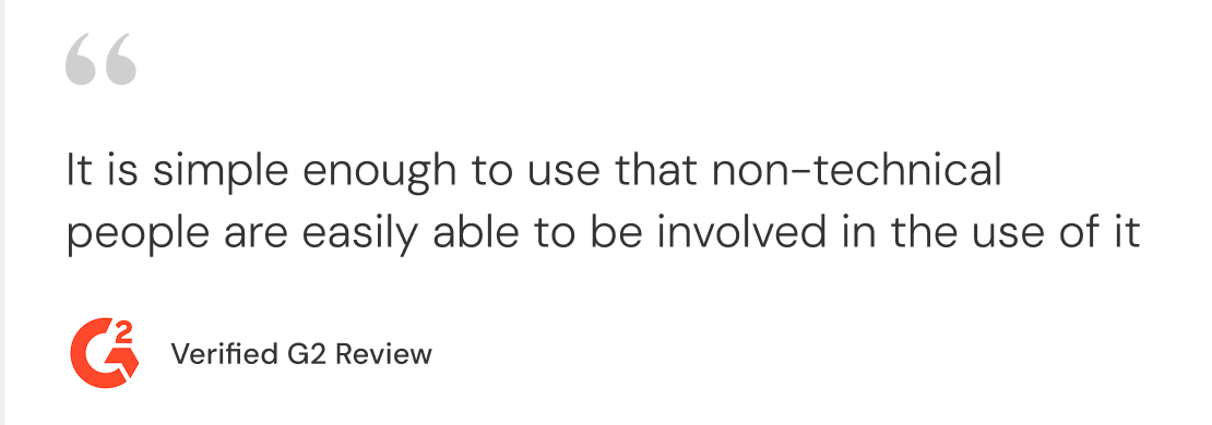 G2 verified review praising Luzmo's intuitive no-code interface and quick time-to-value