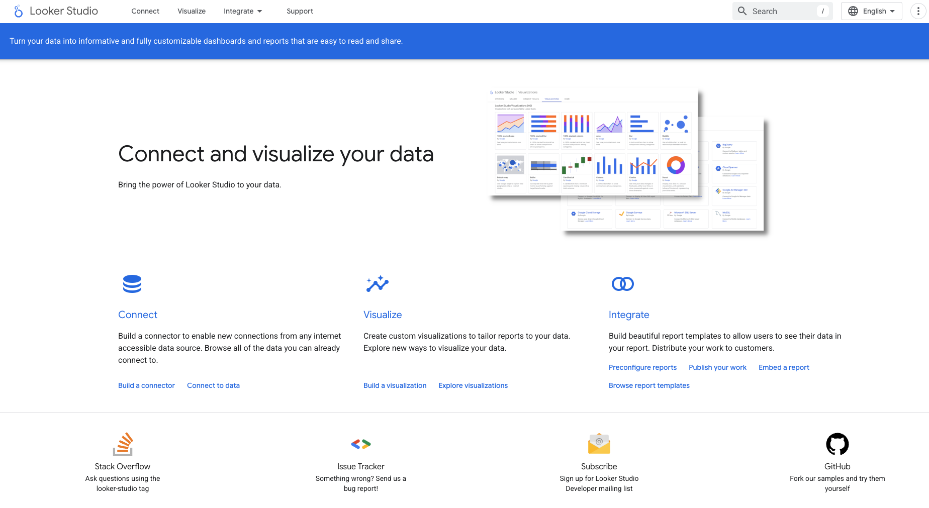 Looker studio landing page