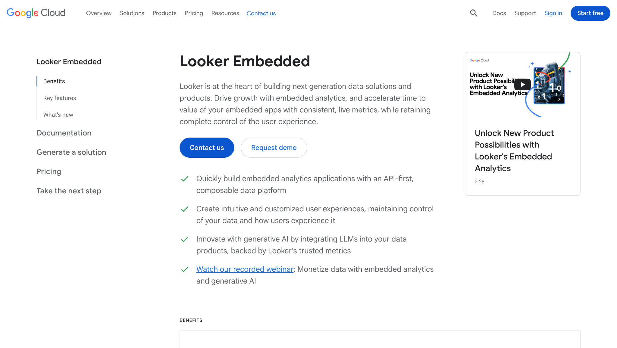 Looker Embedded landing page