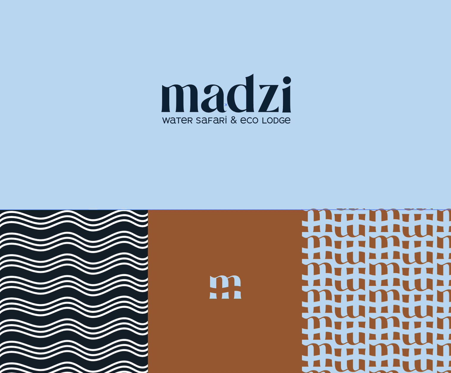 Collage of branding elements of a logo design.
