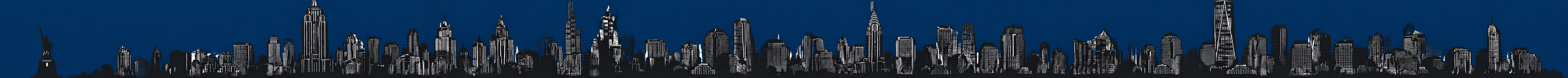 Manhattan skyline silhouette with Statue of Liberty, Empire State Building and Freedom Tower