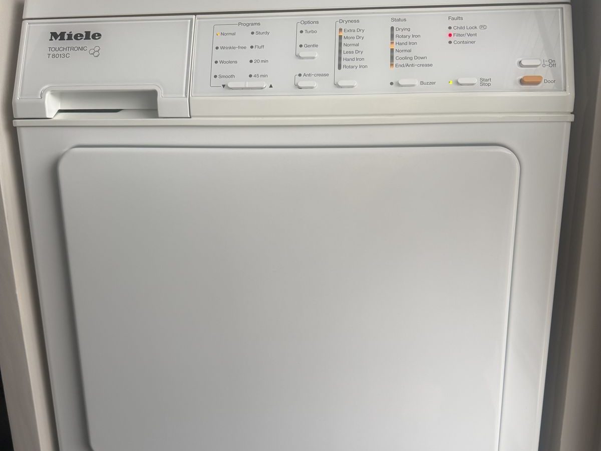 Miele T8013C condenser dryer with Filter/Vent fault light on, serviced in NYC