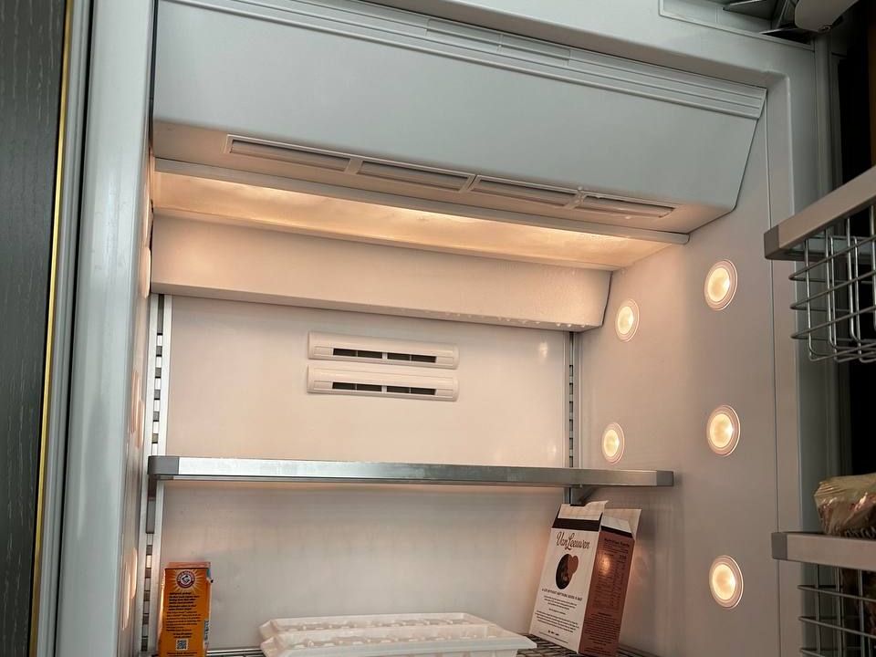 Air vents and dot lighting inside a Miele freezer column