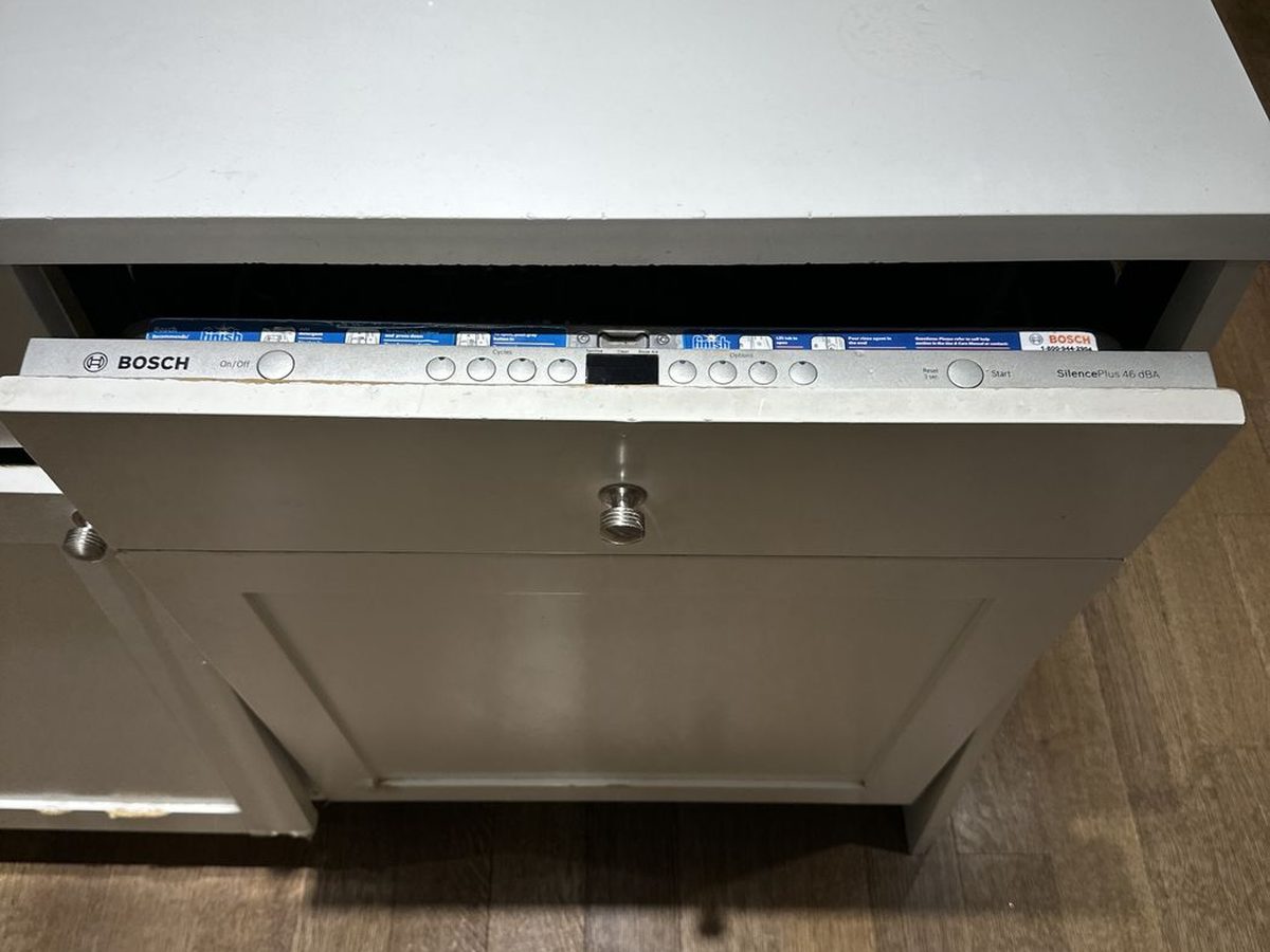 Panel-ready Bosch dishwasher that looks perfectly dry from the outside