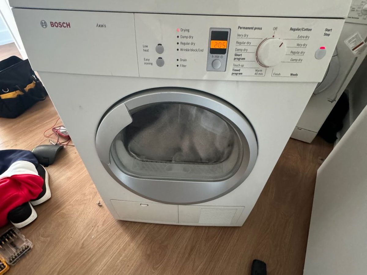 Bosch compact dryer pulled out for service