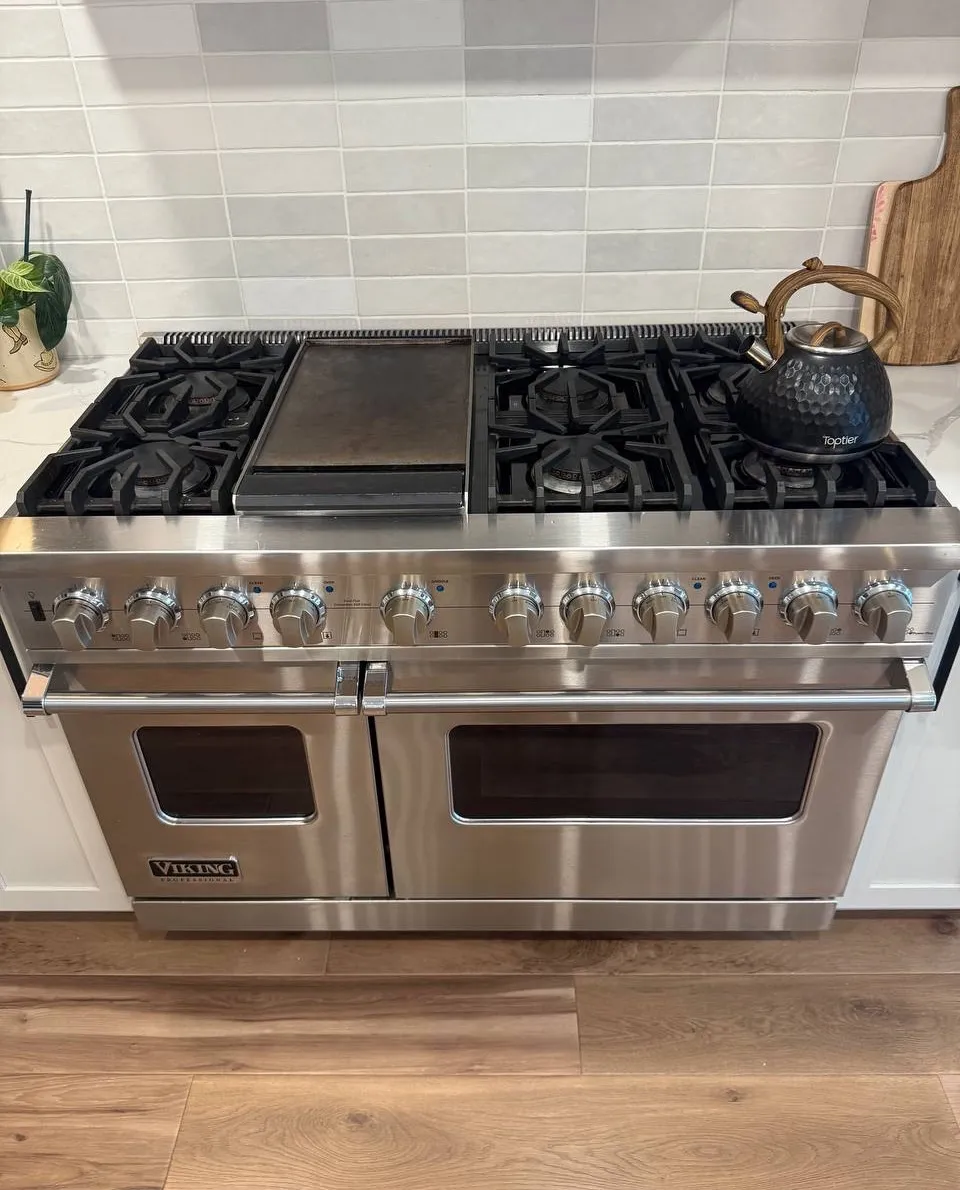 Viking Professional 48-inch gas range with griddle in a Manhattan kitchen