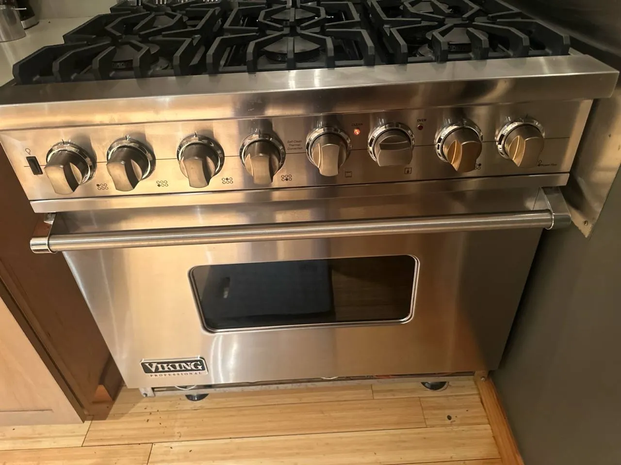 Viking Professional 36-inch gas range in a NYC apartment kitchen
