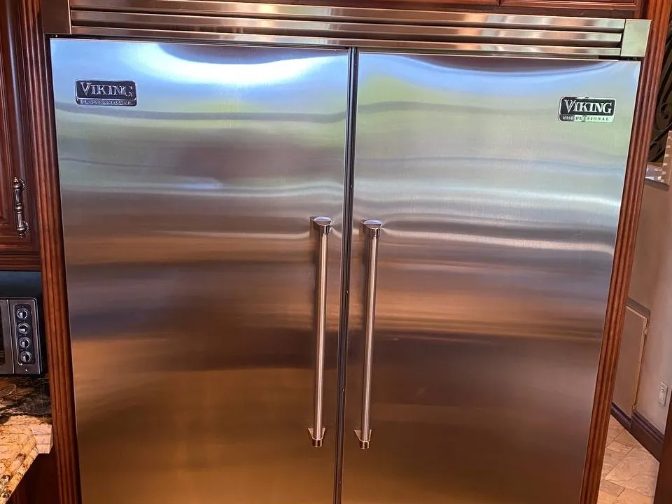 Pair of Viking Professional built-in refrigerator and freezer columns