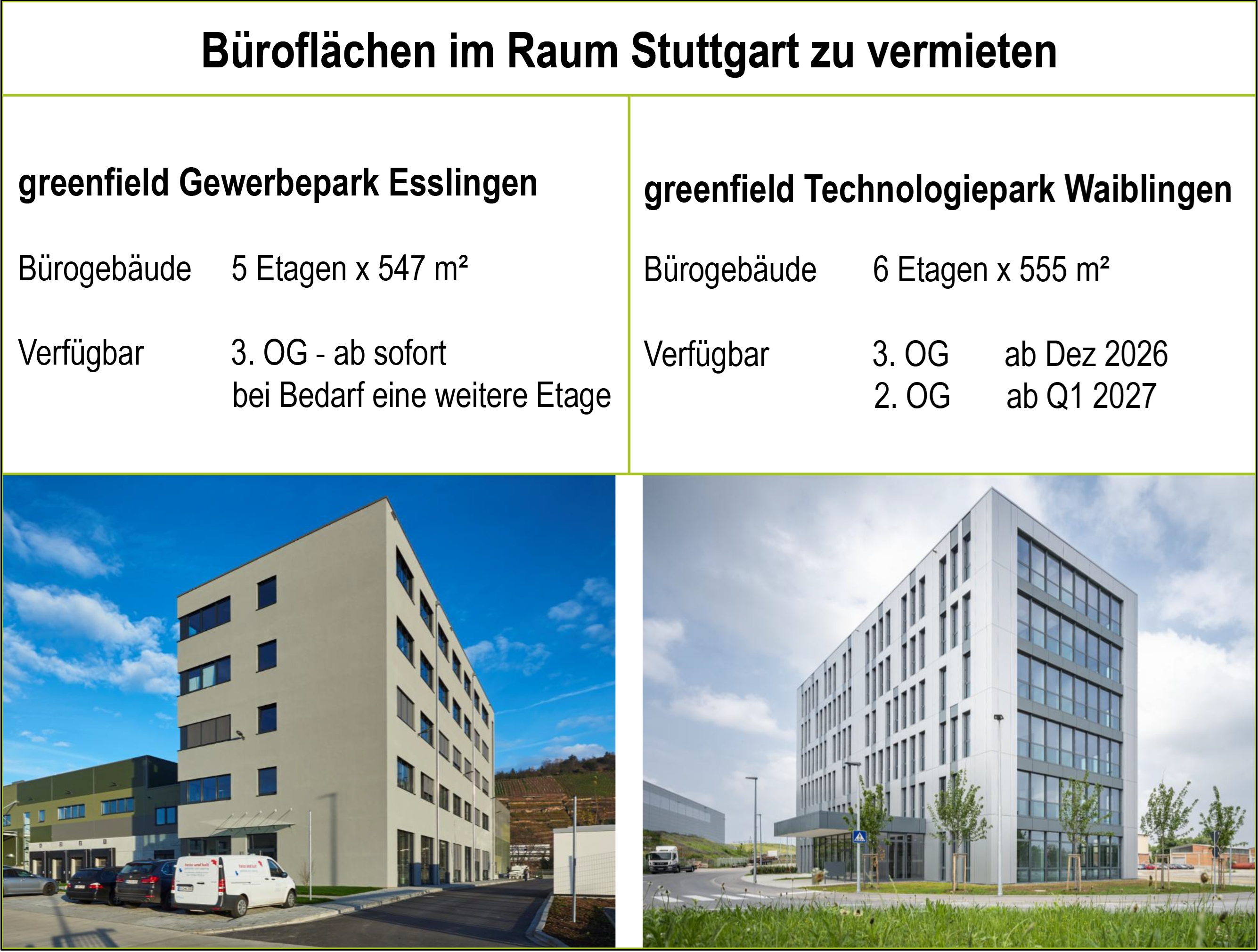 Büroflächen im Raum Stuttgart verfügbar