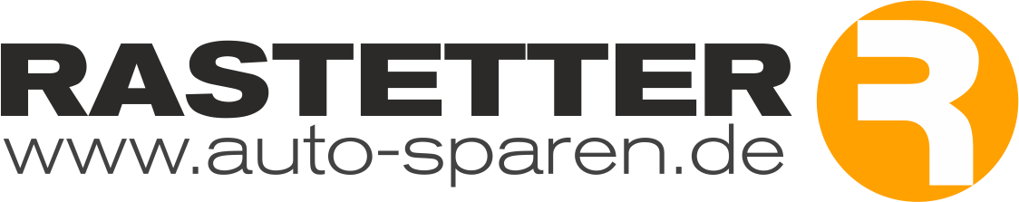RASTETTER logo with website URL www.auto-sparen.de and a white letter R inside an orange circle.