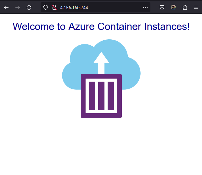 Azure Container Instances hello world page