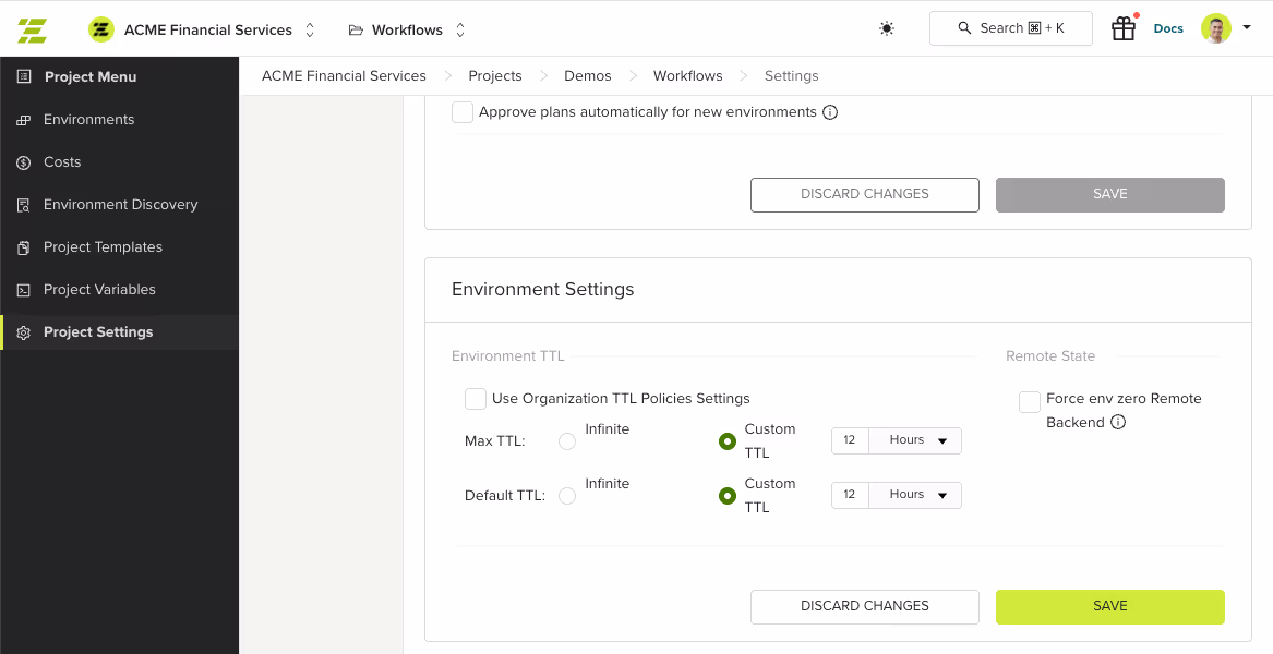 env zero TTL - Terraform Cloud alternative