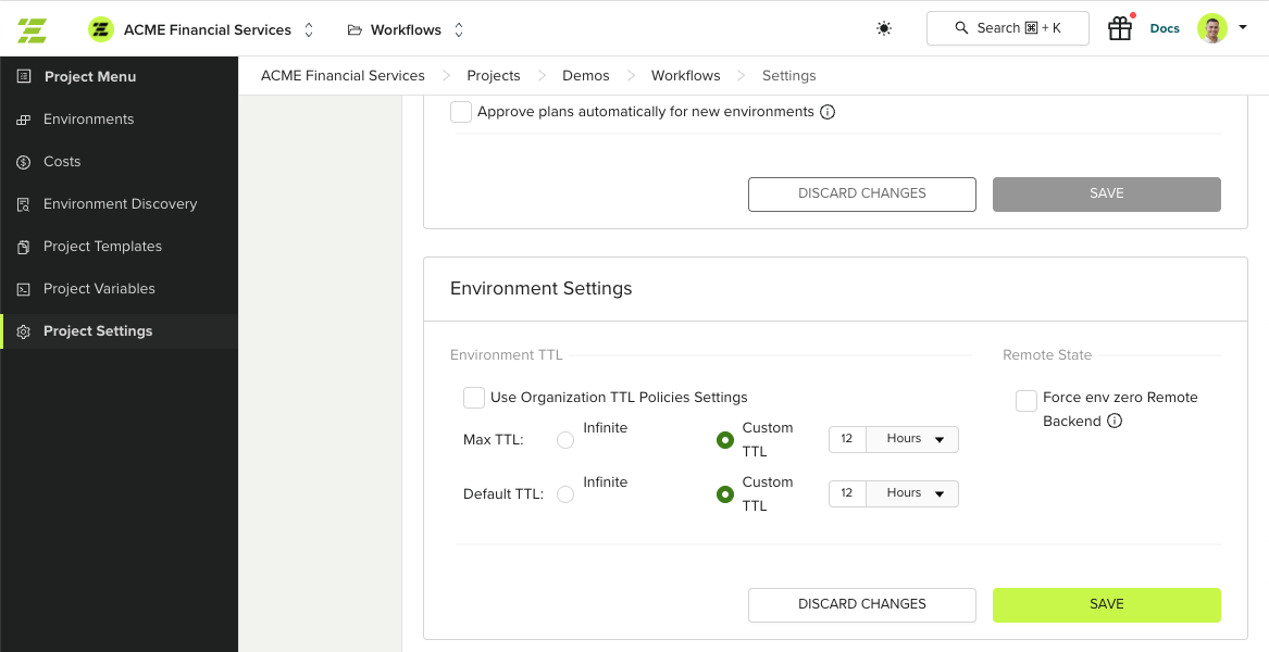 env zero TTL - Terraform Cloud alternative
