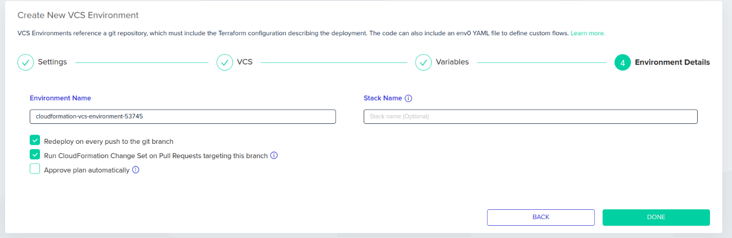 How to run CloudFormation env0 without a template