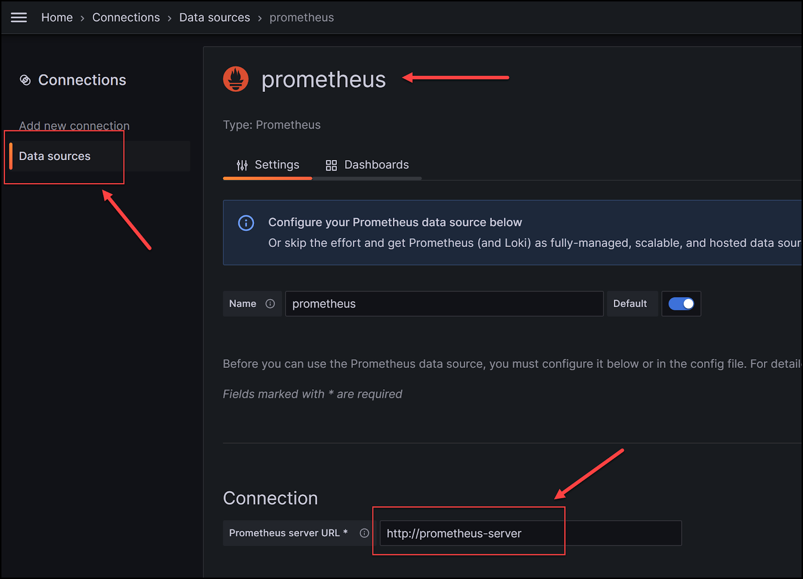 6. Connect Prometheus as a data source for Grafana