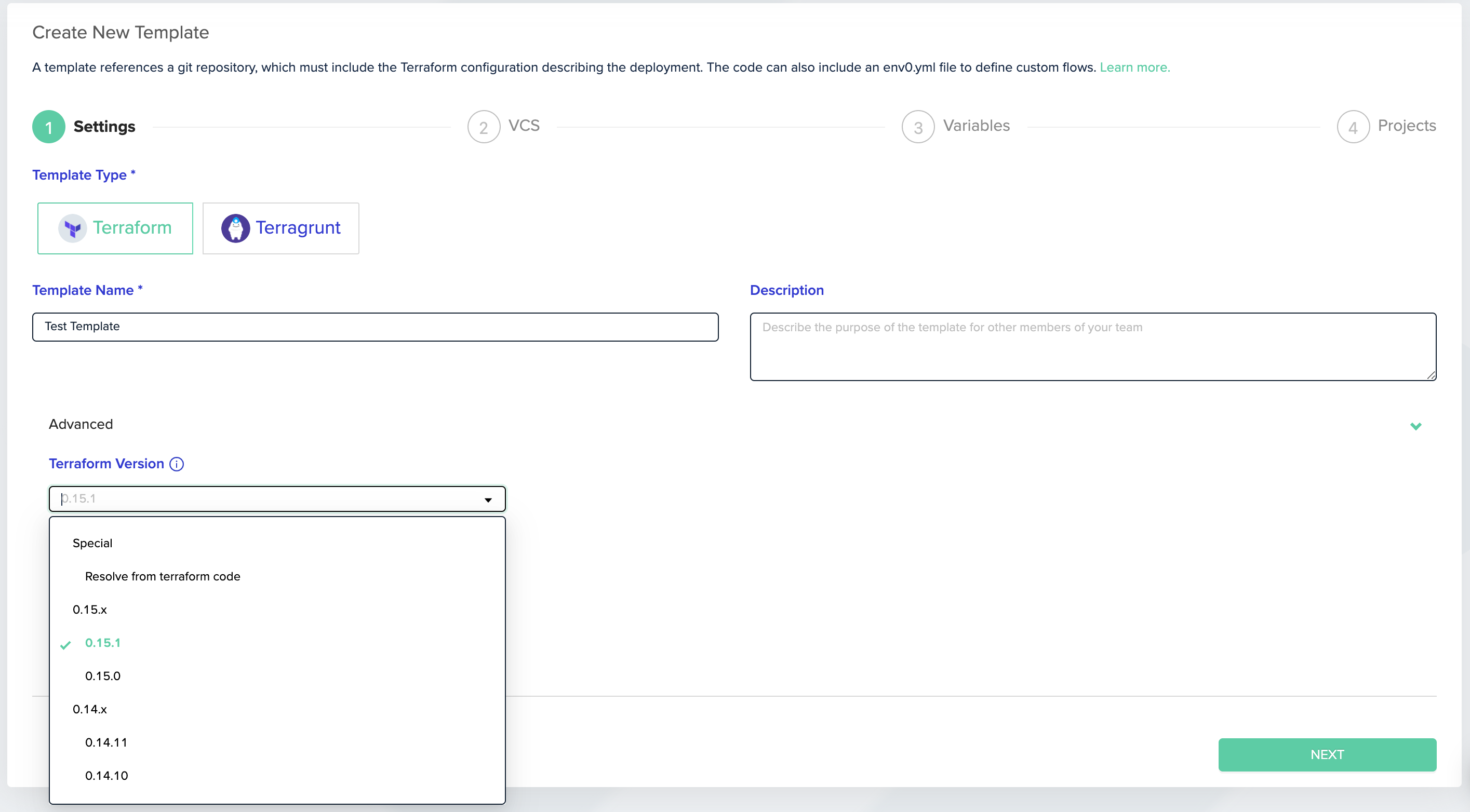 Terraform Version (per Template)