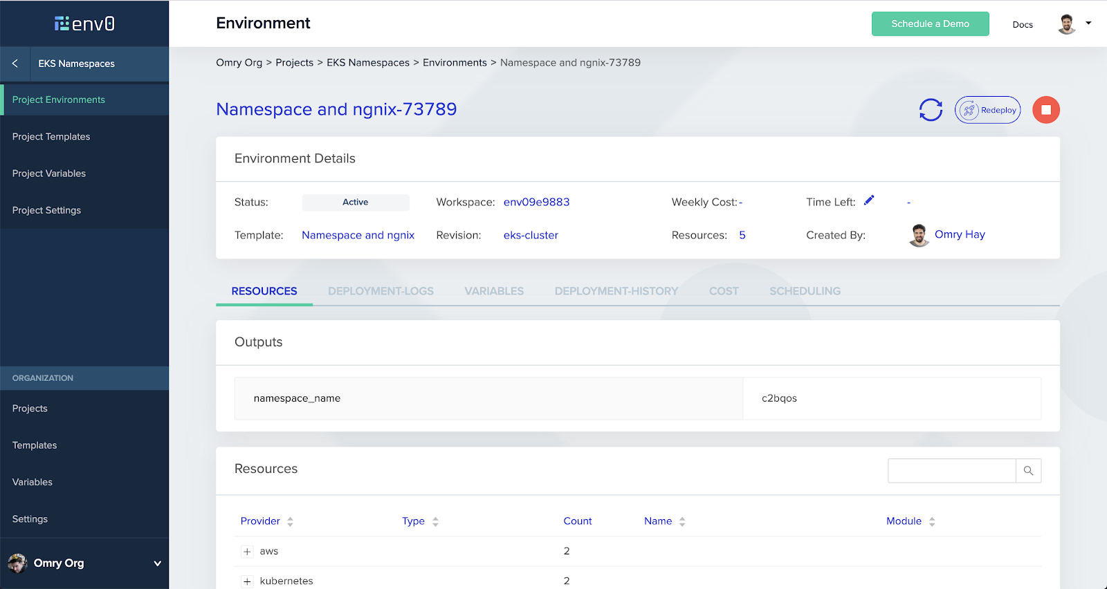 Set up Namespace + Deployment