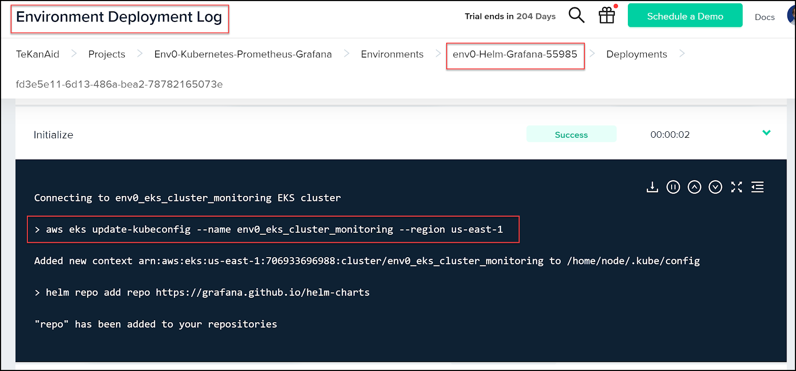 4. Connect the EKS cluster