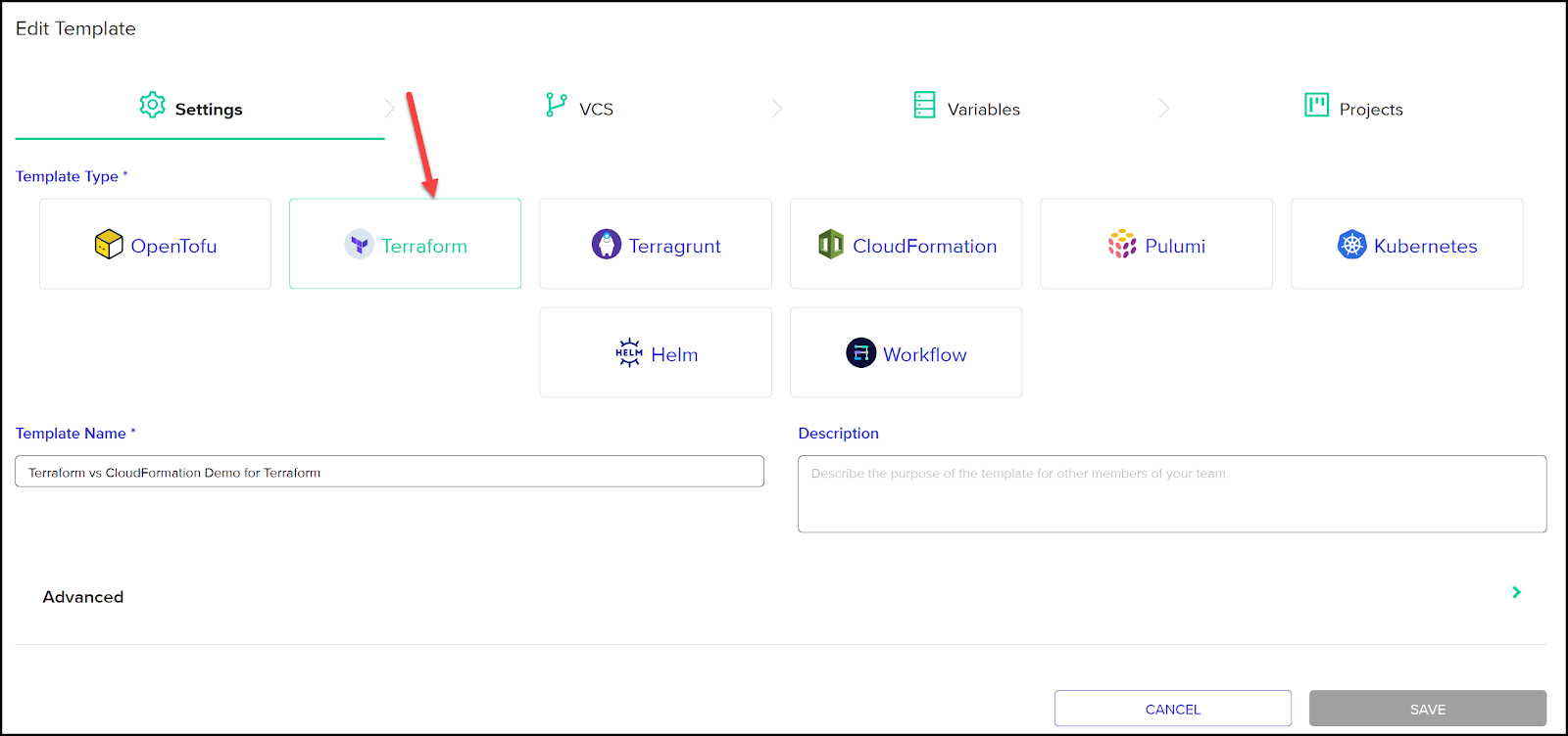 1. Create an env0 Template for Terraform