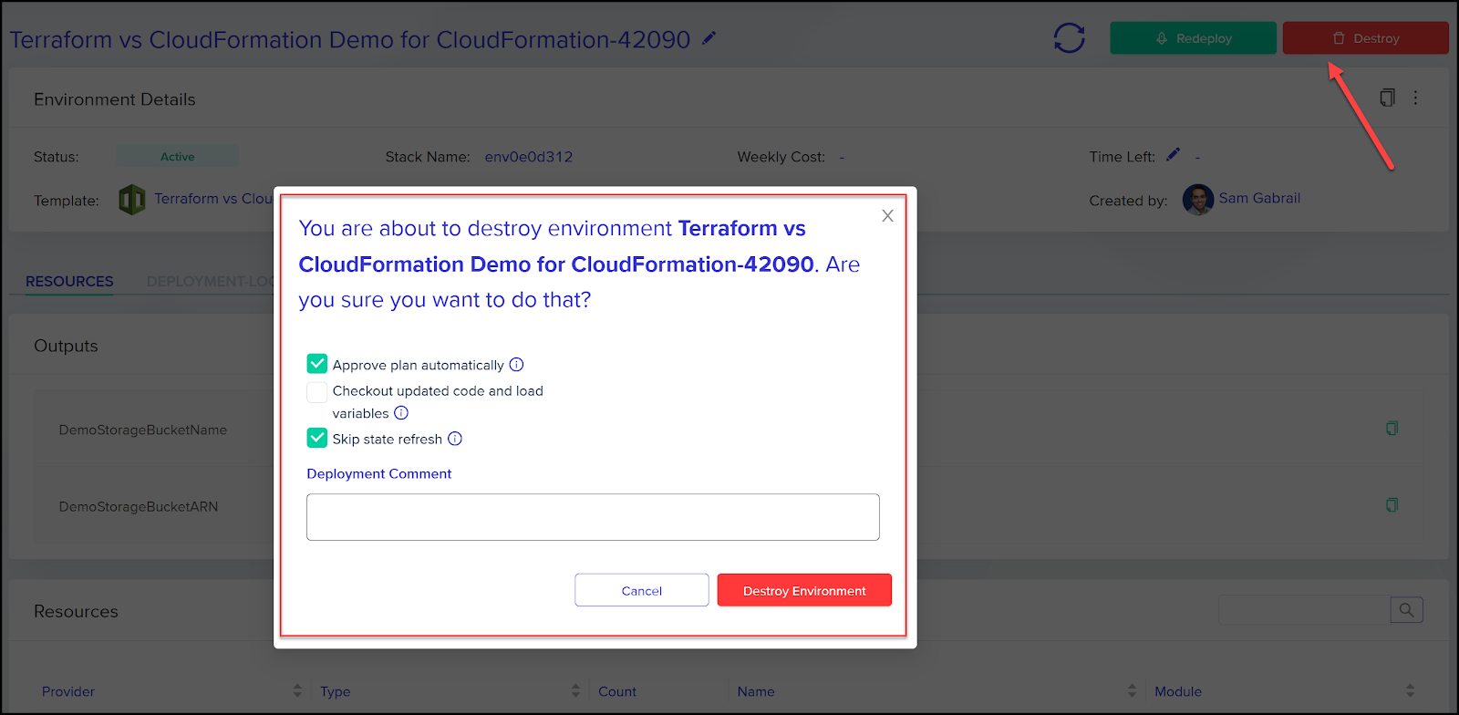 4. Destroy the CloudFormation Stack