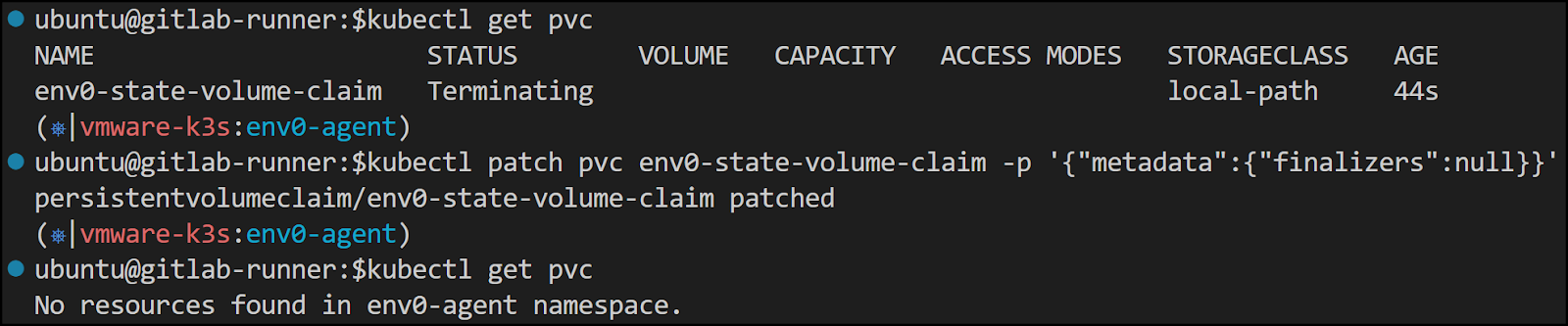 Forcing the deletion of the PVC